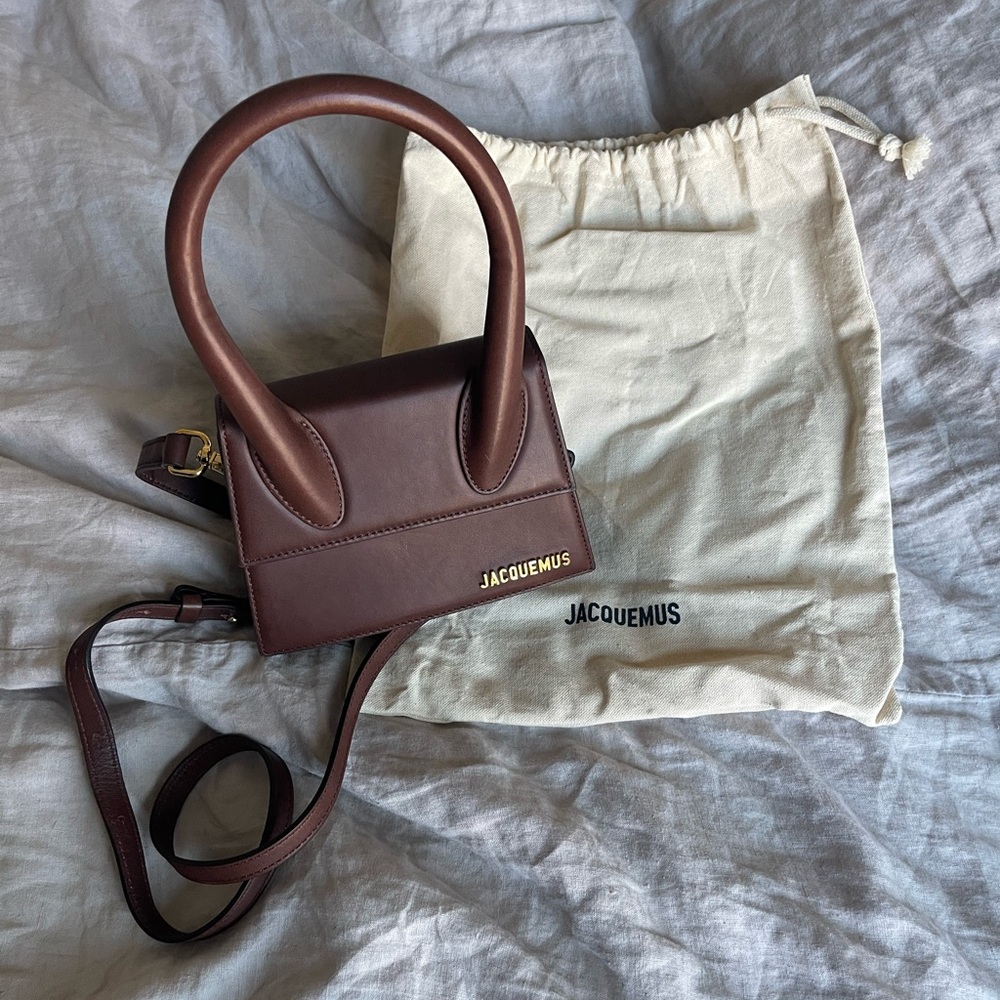 Jacquemus Le Chiquito Moyen in dark brown leather handbag